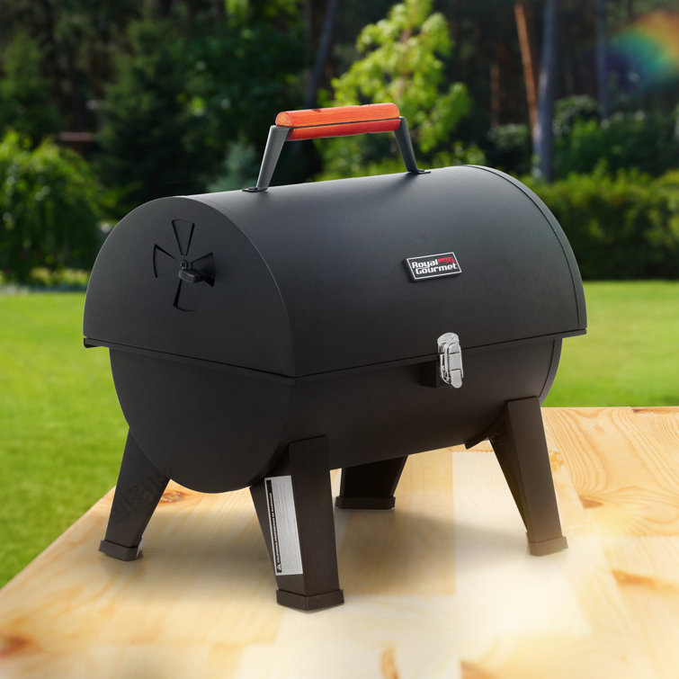Royal Gourmet Compact Black Portable Charcoal Grill with Side Cooking Area