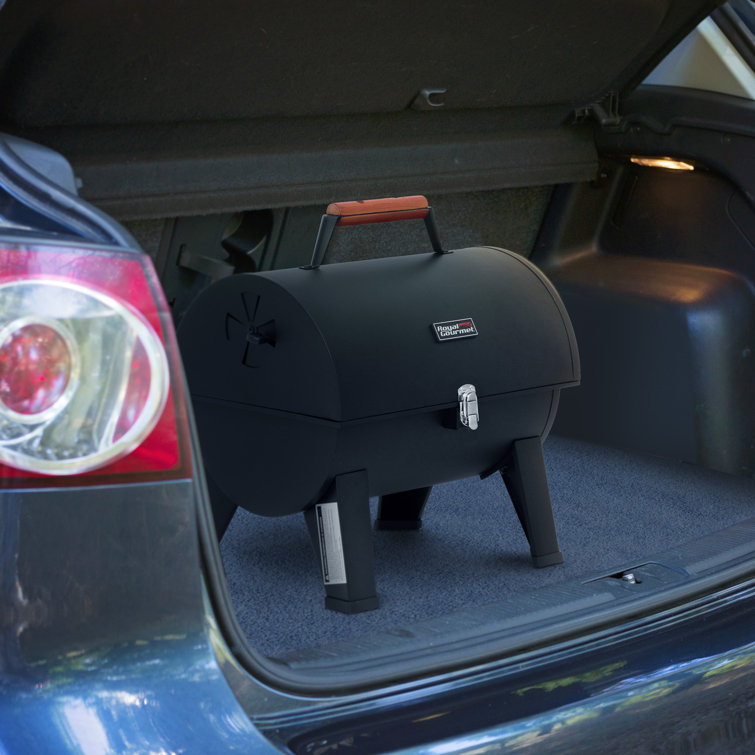 Royal Gourmet Compact Black Portable Charcoal Grill with Side Cooking Area