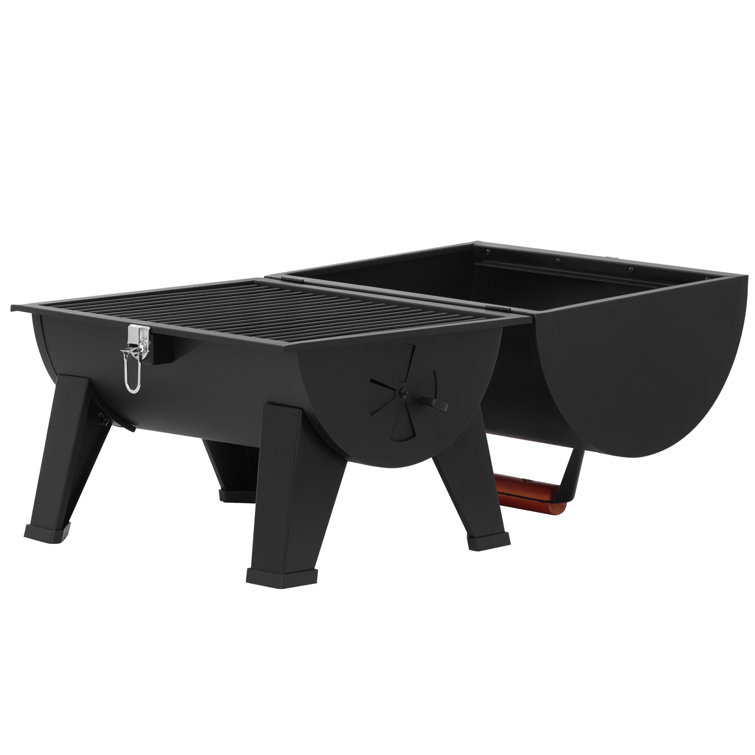 Royal Gourmet Compact Black Portable Charcoal Grill with Side Cooking Area