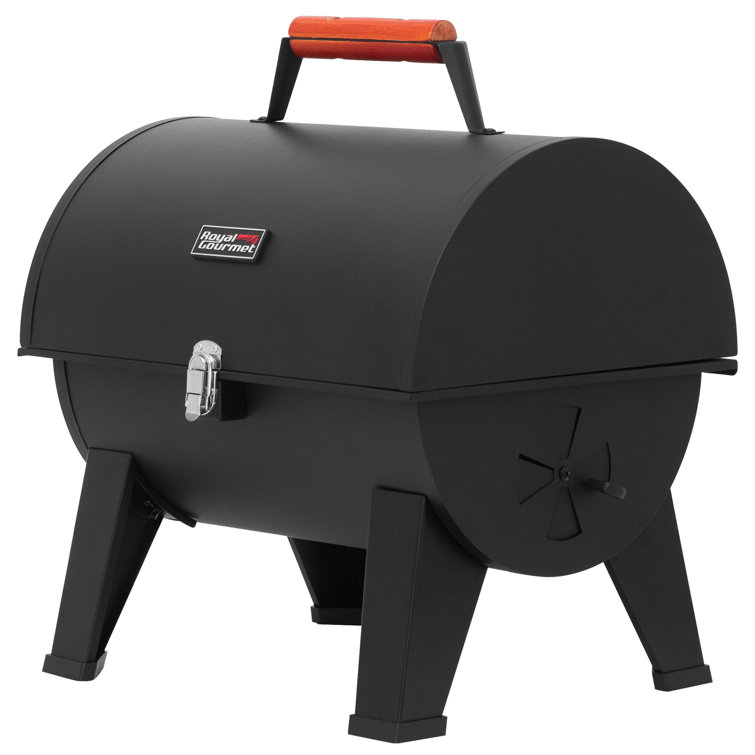 Royal Gourmet Compact Black Portable Charcoal Grill with Side Cooking Area