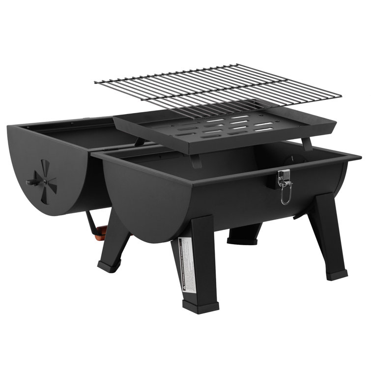 Royal Gourmet Compact Black Portable Charcoal Grill with Side Cooking Area