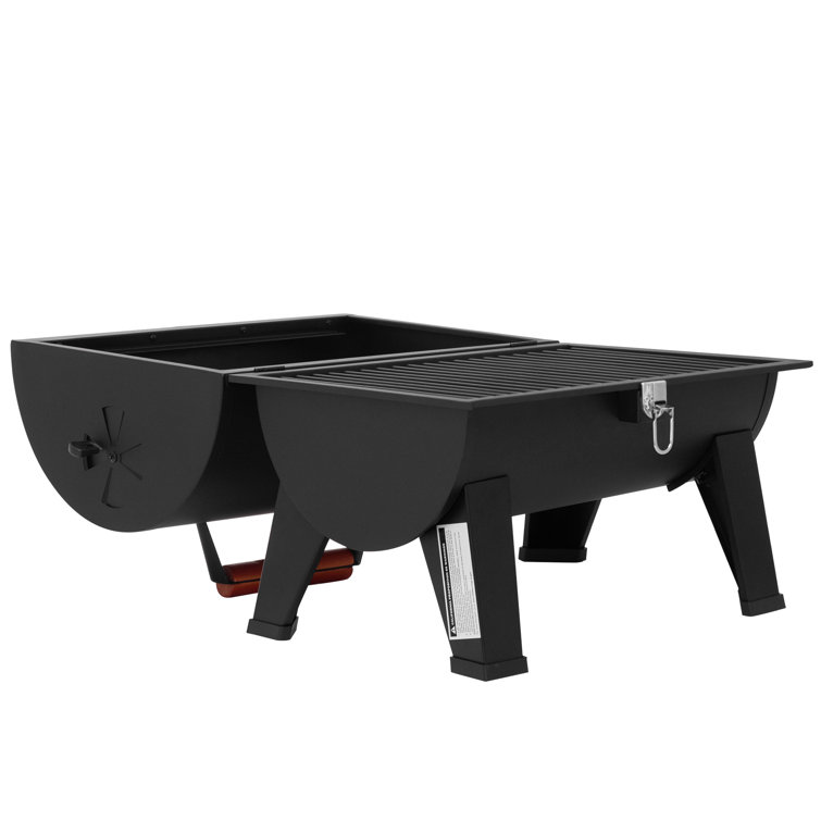 Royal Gourmet Compact Black Portable Charcoal Grill with Side Cooking Area