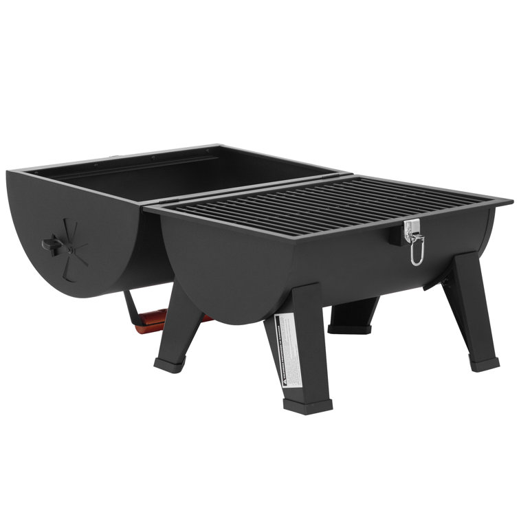 Royal Gourmet Compact Black Portable Charcoal Grill with Side Cooking Area