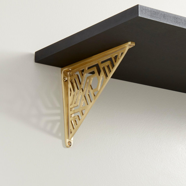 Hendrox Geometric Solid Brass Shelf Bracket in Satin Brass
