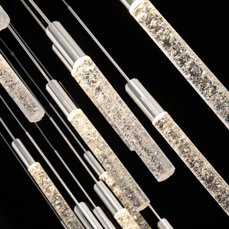 Polished Nickel Crystal LED Multi-Light Pendant