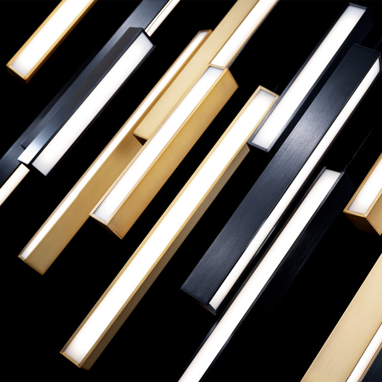Chaos Black and Aged Brass LED Linear Pendant