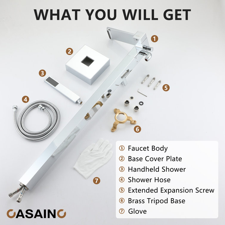 Chrome Plated Freestanding Bathtub Faucet with Hand Shower
