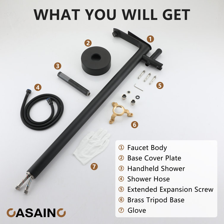 Matte Black Freestanding Tub Filler Faucet with Handheld Shower