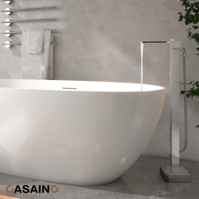 Chrome Plated Freestanding Bathtub Faucet with Hand Shower