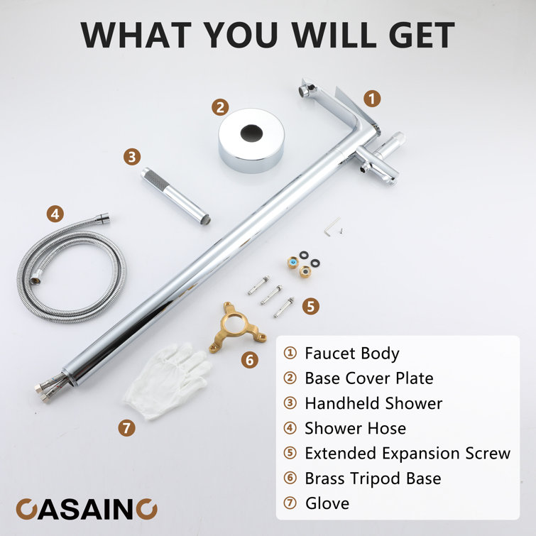 Chrome Plated Freestanding Bathtub Faucet with Handshower