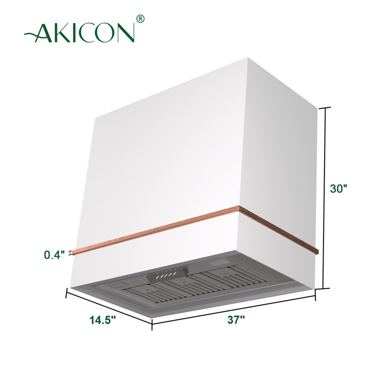 36" White and Copper Stainless Steel Wall Mounted Range Hood