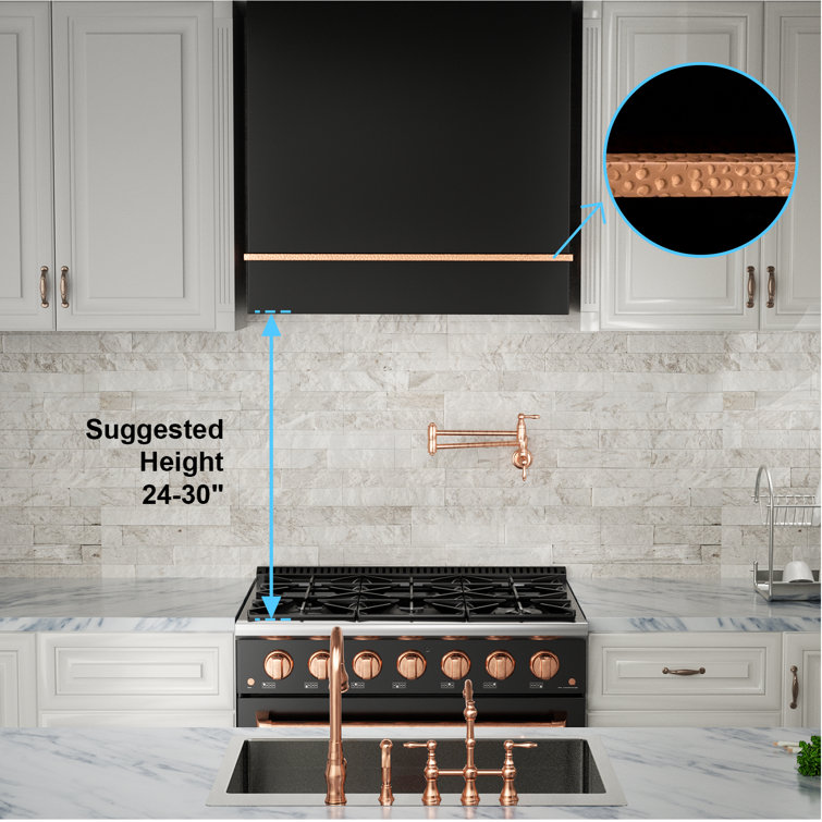 Akicon 30" Black Stainless Steel Wall Mount Range Hood