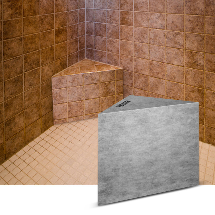 Gray Polystyrene Ready-to-Tile Corner Shower Seat