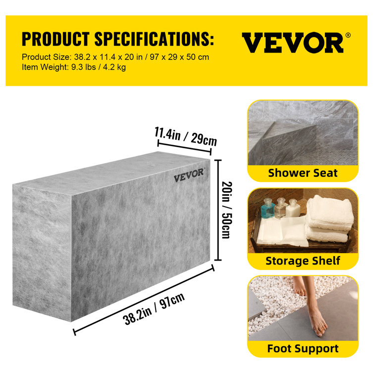 Gray Waterproof Plastic Shower Bench with EPS Composite