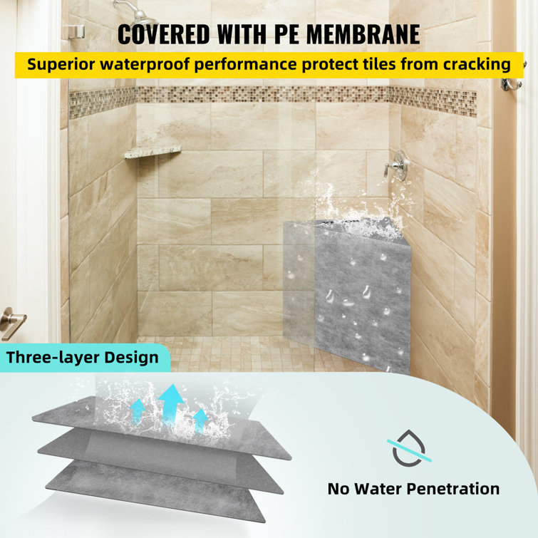 Gray Polystyrene Ready-to-Tile Corner Shower Seat