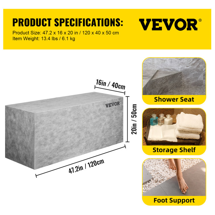 Gray EPS Composite Waterproof Shower Bench