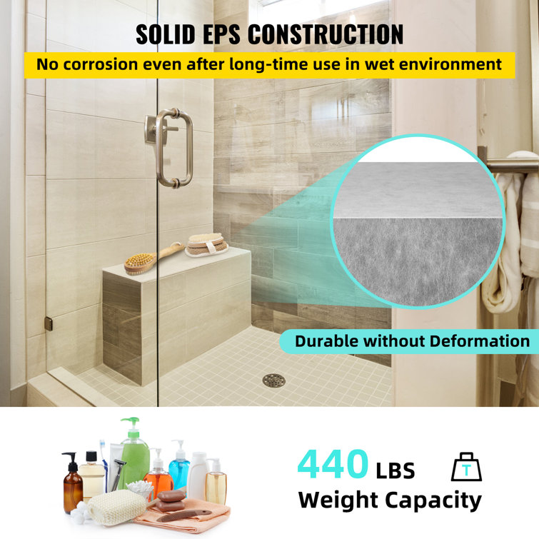 Gray Waterproof Plastic Shower Bench with EPS Composite