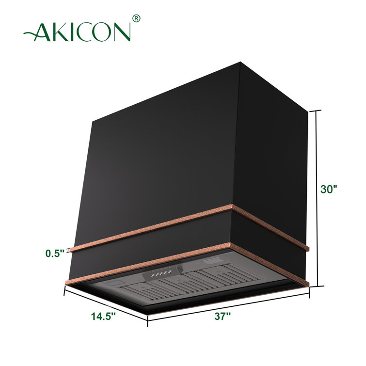 36'' Black and Copper Stainless Steel Wall Mounted Range Hood