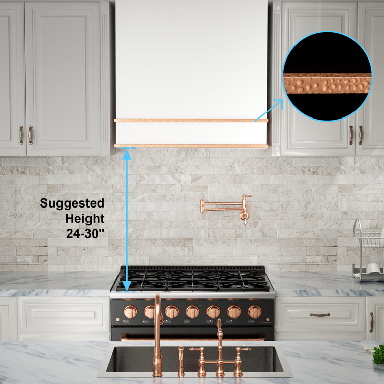 Akicon 30" White and Copper Stainless Steel Wall Mounted Range Hood