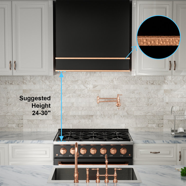 36'' Black and Copper Stainless Steel Wall Mounted Range Hood