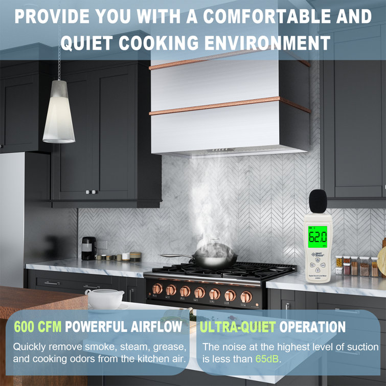 30-Inch Stainless Steel and Copper Wall-Mounted Range Hood