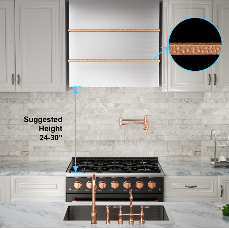 30-Inch Stainless Steel and Copper Wall-Mounted Range Hood