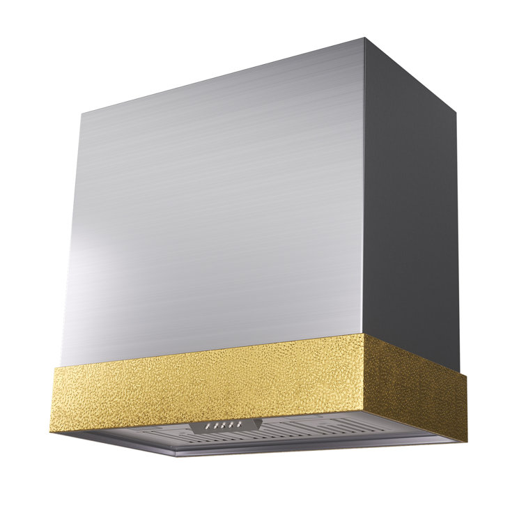 30-Inch Brushed Stainless Steel and Gold Wall Mounted Range Hood