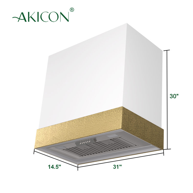 White and Gold Stainless Steel Wall Mounted Range Hood