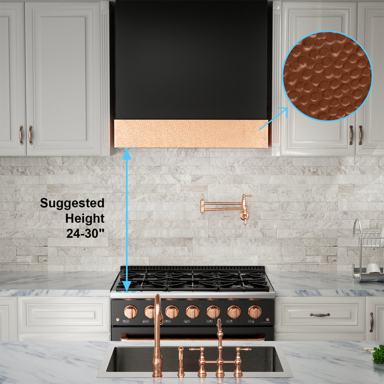 Black and Copper Wall Mounted Stainless Steel Range Hood
