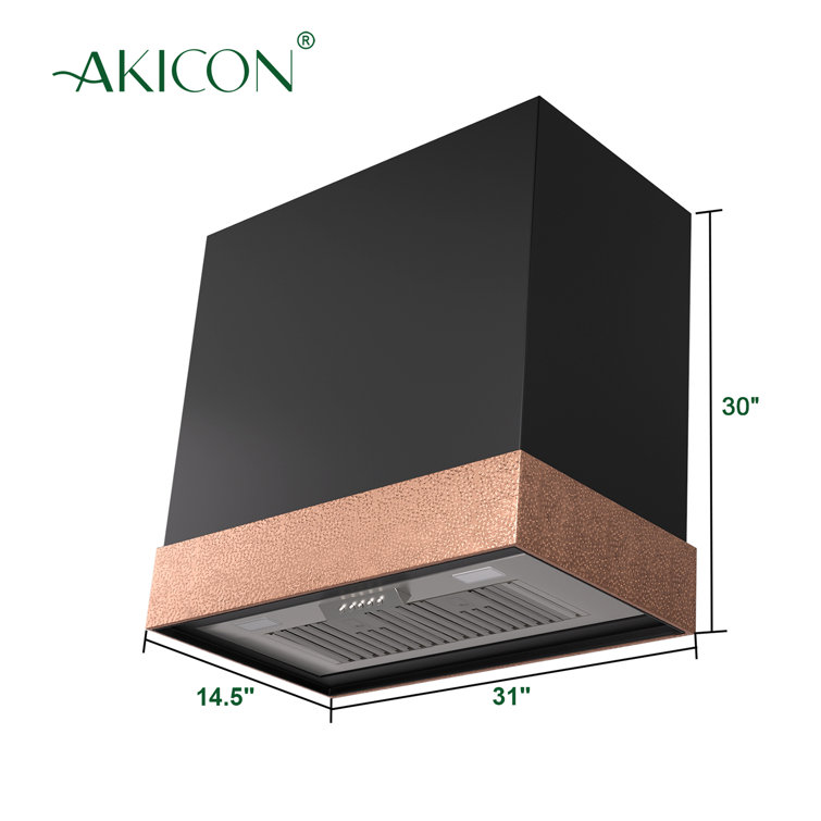 Black and Copper Wall Mounted Stainless Steel Range Hood
