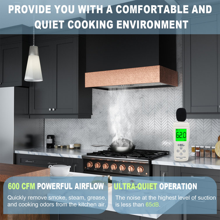Black and Copper Wall Mounted Stainless Steel Range Hood
