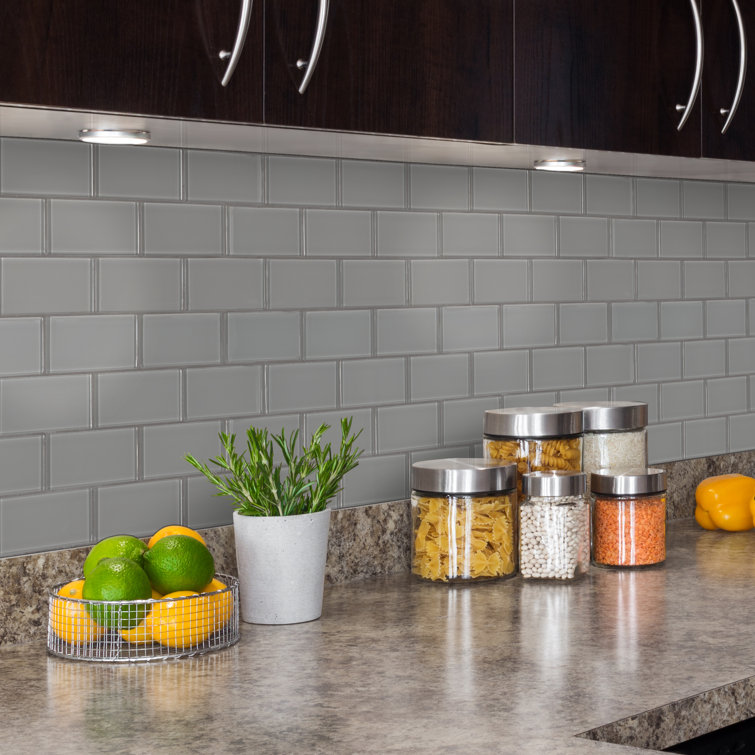Oyster Gray 2'' x 4'' Glass Subway Mosaic Tile