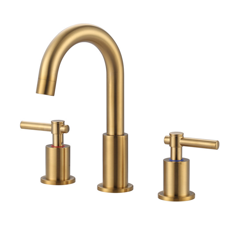 8 in. Brushed Gold Double Handle High Arc Bathroom Faucet