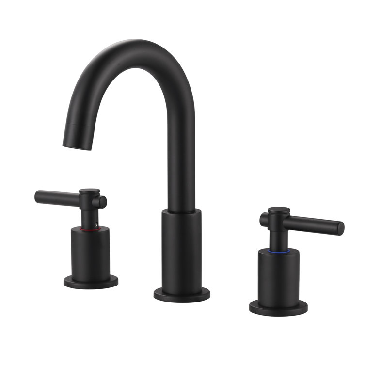 Matte Black Stainless Steel Widespread Bathroom Faucet with Pop-Up Drain