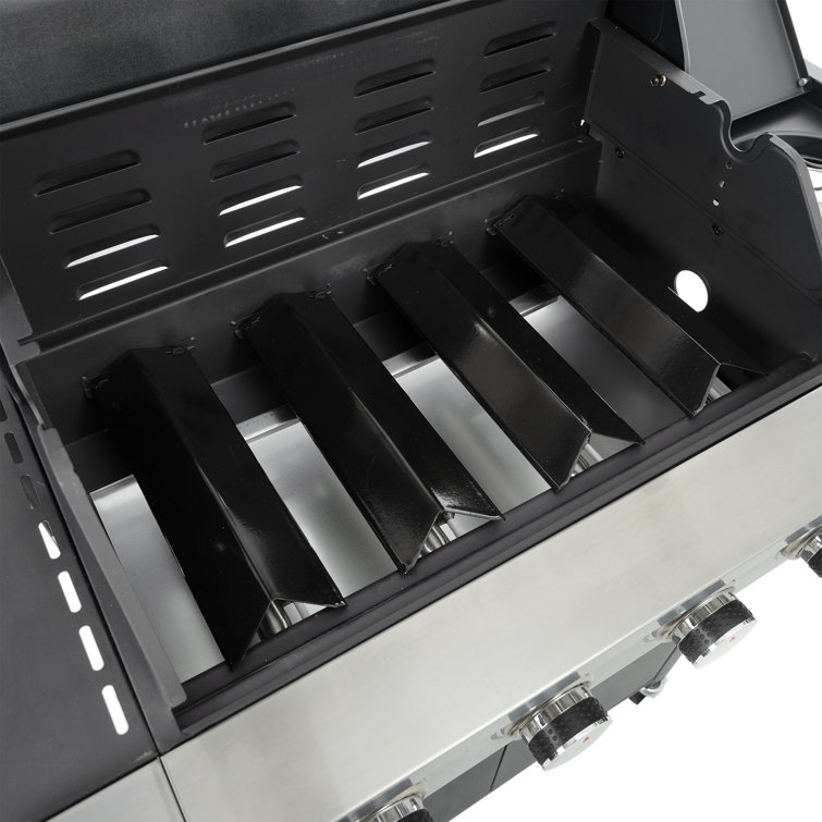 Stainless Steel 4-Burner Propane Gas Grill with Side Burner