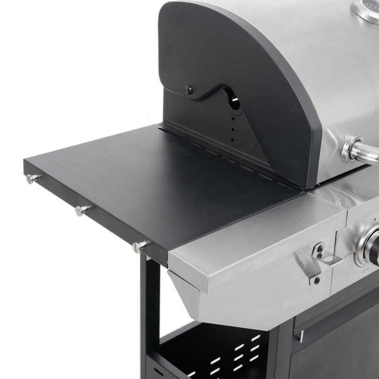 Stainless Steel 4-Burner Propane Gas Grill with Side Burner