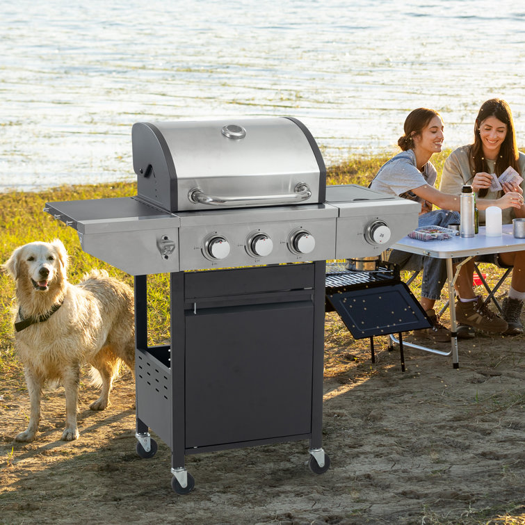 Stainless Steel 3-Burner Propane Grill with Side Burner