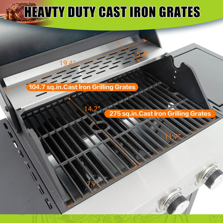 Stainless Steel 3-Burner Propane Grill with Side Burner