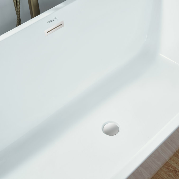White Acrylic Freestanding Soaking Bathtub 59"