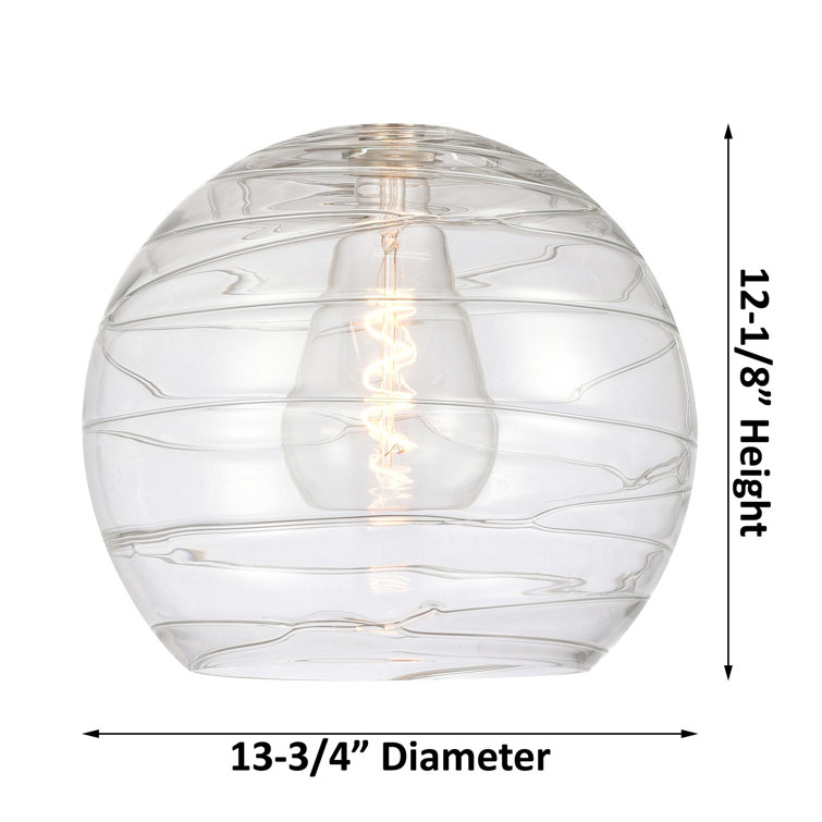 Athens Deco Swirl 16.88" Antique Brass Globe Pendant Light
