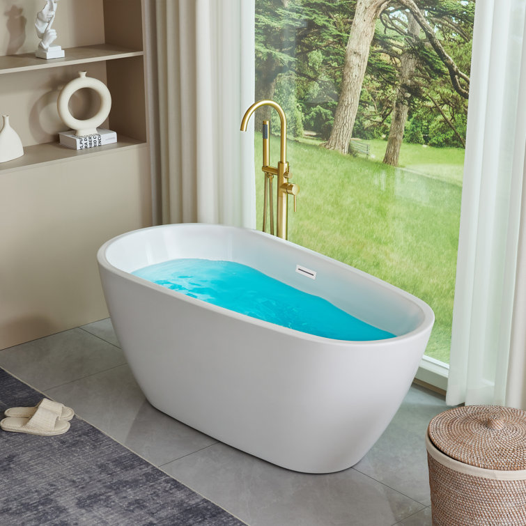 Pure White Acrylic Freestanding Soaking Bathtub