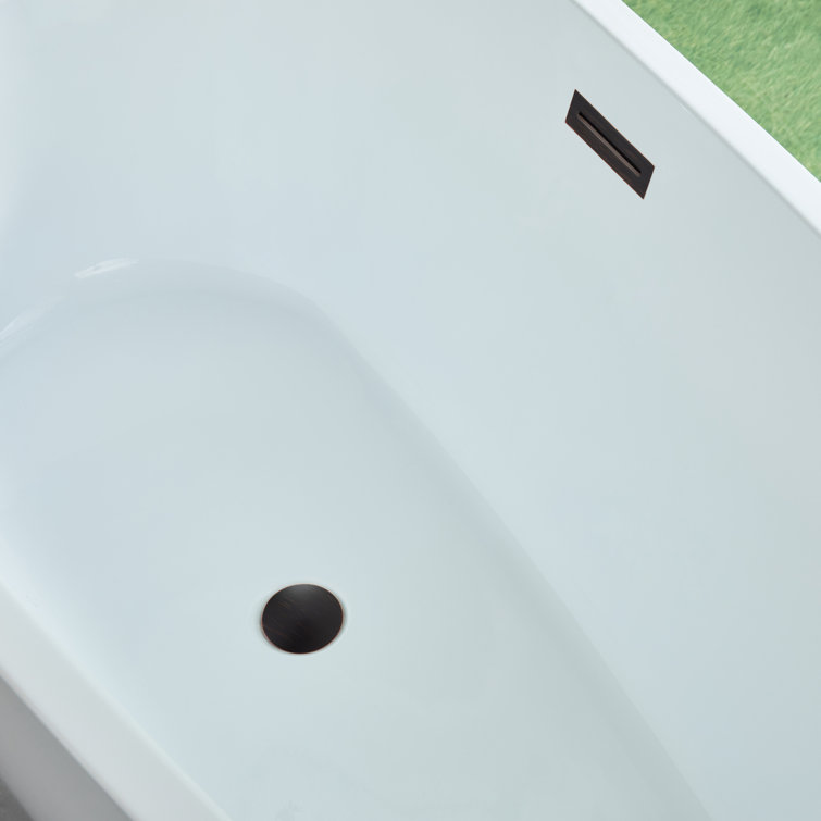 White Acrylic Freestanding Soaking Bathtub with Overflow Drain