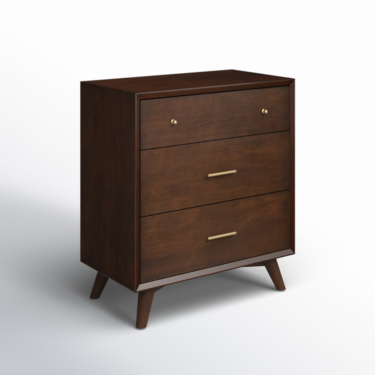 Flynn Walnut 32" Transitional Mid-Century 3-Drawer Chest