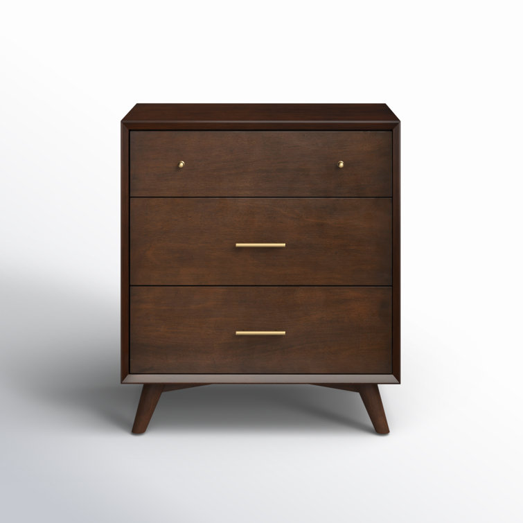 Flynn Walnut 32" Transitional Mid-Century 3-Drawer Chest
