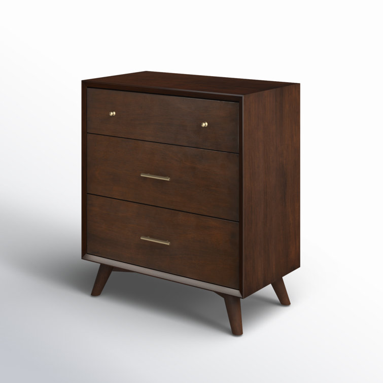 Flynn Walnut 32" Transitional Mid-Century 3-Drawer Chest