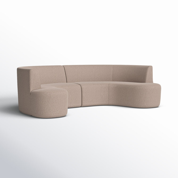 Taupe Performance Fabric Curved Dining Banquette Bench