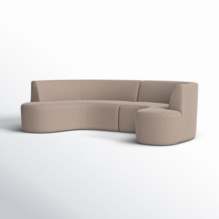Taupe Performance Fabric Curved Dining Banquette Bench