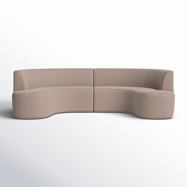 Taupe Performance Fabric Curved Dining Banquette Bench
