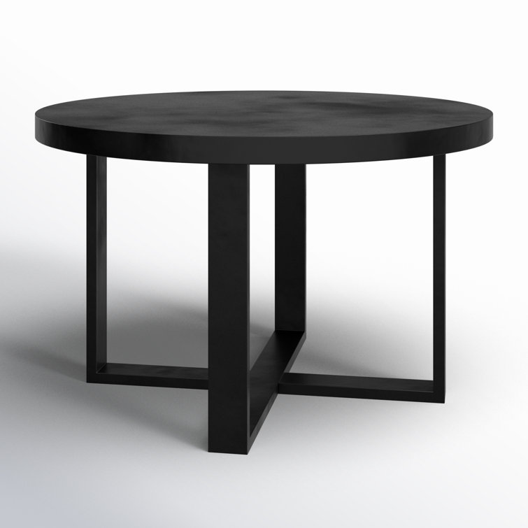 Maisara 47'' Black Stone and Steel Outdoor Dining Table