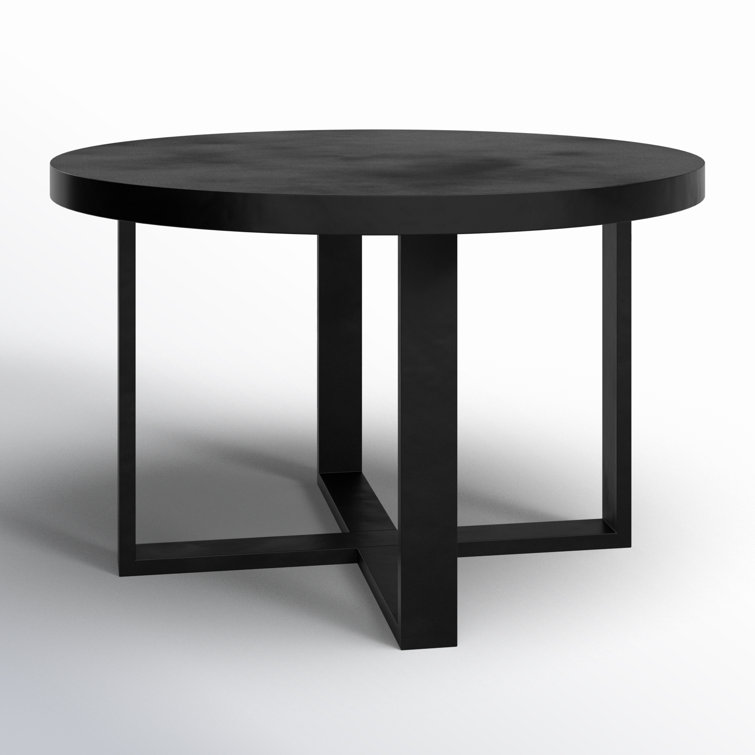 Maisara 47'' Black Stone and Steel Outdoor Dining Table